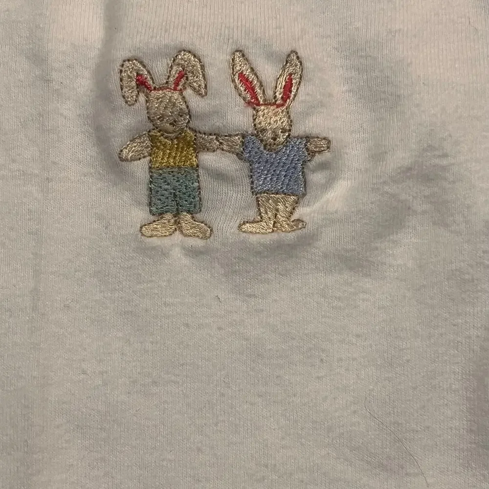 Carter’s Vintage 0-3M White Bunny‎ Embroidered One Piece Boy Girl Easter Spring